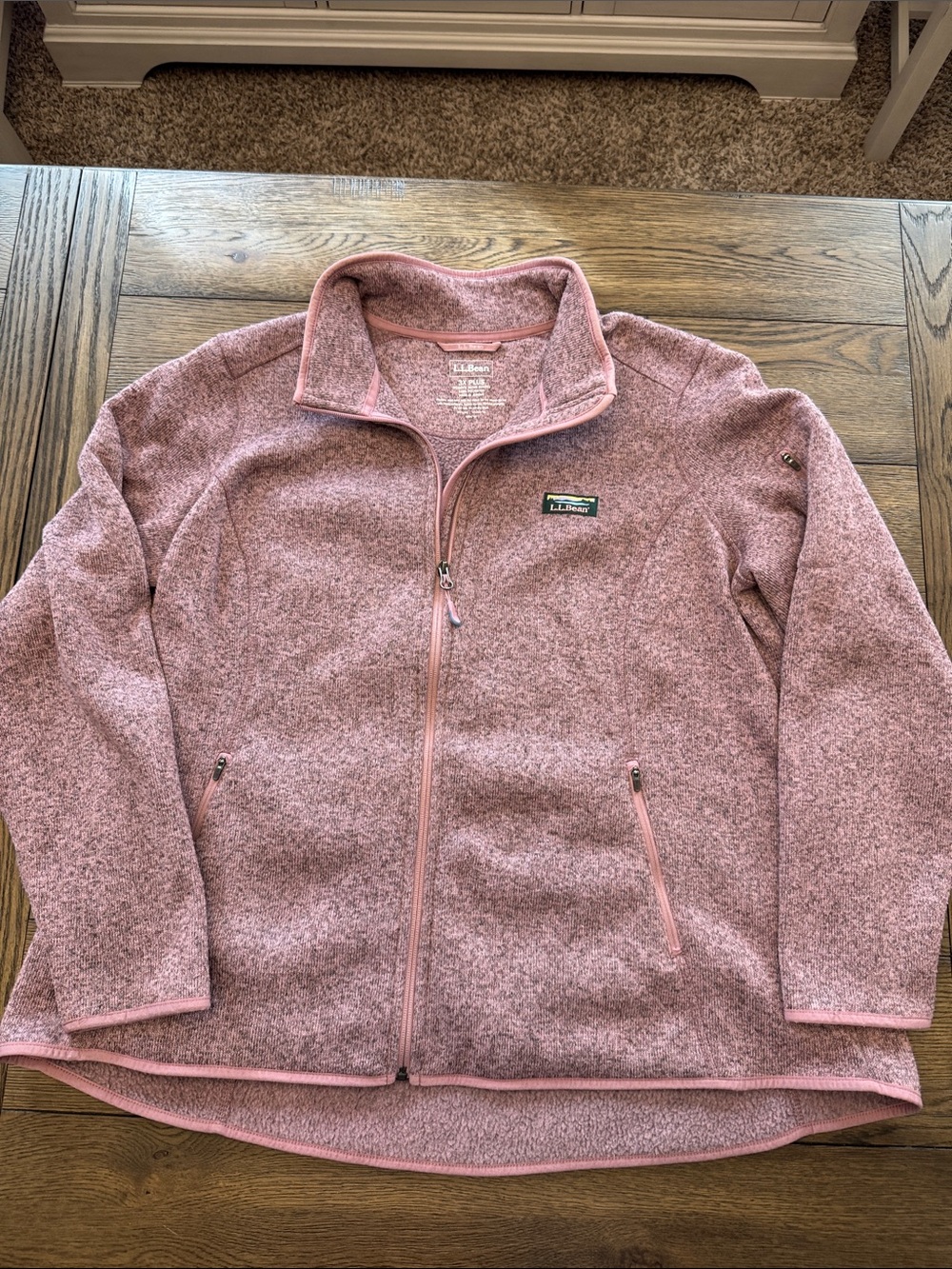 L.L. Bean Dusty Rose Full‑Zip Teddy Fleece Jacket